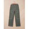 image:imageSidefeel Womens Cargo Jeans Casual Loose Mid Rise Wide Leg Denim PantsFour Leaf Clover