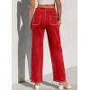 image:imageSidefeel Womens Cargo Jeans Casual Loose Mid Rise Wide Leg Denim PantsRed