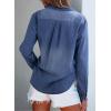 image:imageSidefeel Womens Denim Top Long Sleeve Jean Shirt Button Down Denim ShirtBlue