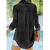 image:imageSidefeel Womens Denim Top Long Sleeve Jean Shirt Button Down Denim ShirtDeep Black