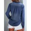 image:imageSidefeel Womens Denim Top Long Sleeve Jean Shirt Button Down Denim ShirtNavy Blue