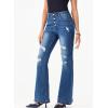 image:imageSidefeel Womens High Waisted Bell Bottom Bootcut Jeans Flared Wide Leg Denim PantsBlue