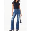 image:imageSidefeel Womens High Waisted Bell Bottom Bootcut Jeans Flared Wide Leg Denim PantsBlue