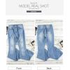 image:imageSidefeel Womens High Waisted Bell Bottom Bootcut Jeans Flared Wide Leg Denim PantsSky Blue