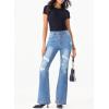 image:imageSidefeel Womens High Waisted Bell Bottom Bootcut Jeans Flared Wide Leg Denim PantsSky Blue