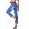 image:imageSidefeel Womens High Waisted Drawstring Jeans Pull On Cargo Joggers Zimbaplatinum Ripped Elastic Waist Denim PantsIceland Blue