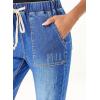 image:imageSidefeel Womens High Waisted Drawstring Jeans Pull On Cargo Joggers Zimbaplatinum Ripped Elastic Waist Denim PantsIceland Blue