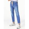 image:imageSidefeel Womens High Waisted Drawstring Jeans Pull On Cargo Joggers Zimbaplatinum Ripped Elastic Waist Denim PantsIceland Blue