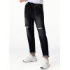 image:imageSidefeel Womens High Waisted Drawstring Jeans Pull On Cargo Joggers Zimbaplatinum Ripped Elastic Waist Denim PantsPure Black