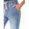 image:imageSidefeel Womens High Waisted Drawstring Jeans Pull On Cargo Joggers Zimbaplatinum Ripped Elastic Waist Denim PantsSky Blue