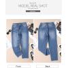 image:imageSidefeel Womens High Waisted Jeans Strechy Fashion Raw Hem Straight Leg Ankle Denim Pants with PocketsBlue