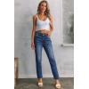image:imageSidefeel Womens High Waisted Jeans Strechy Fashion Raw Hem Straight Leg Ankle Denim Pants with PocketsBluing