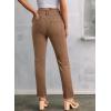 image:imageSidefeel Womens High Waisted Jeans Strechy Fashion Raw Hem Straight Leg Ankle Denim Pants with PocketsBrown