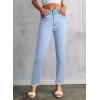 image:imageSidefeel Womens High Waisted Jeans Strechy Fashion Raw Hem Straight Leg Ankle Denim Pants with PocketsL Light Blue