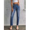 image:imageSidefeel Womens High Waisted Jeans Strechy Fashion Raw Hem Straight Leg Ankle Denim Pants with PocketsLight Blue