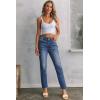 image:imageSidefeel Womens High Waisted Jeans Strechy Fashion Raw Hem Straight Leg Ankle Denim Pants with PocketsLight Blue