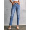 image:imageSidefeel Womens High Waisted Jeans Strechy Fashion Raw Hem Straight Leg Ankle Denim Pants with PocketsMist Blue