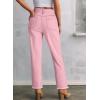image:imageSidefeel Womens High Waisted Jeans Strechy Fashion Raw Hem Straight Leg Ankle Denim Pants with PocketsPink