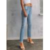 image:imageSidefeel Womens High Waisted Jeans Strechy Fashion Raw Hem Straight Leg Ankle Denim Pants with PocketsReal Teal