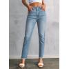 image:imageSidefeel Womens High Waisted Jeans Strechy Fashion Raw Hem Straight Leg Ankle Denim Pants with PocketsReal Teal