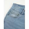 image:imageSidefeel Womens High Waisted Jeans Strechy Fashion Raw Hem Straight Leg Ankle Denim Pants with PocketsReal Teal
