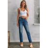 image:imageSidefeel Womens High Waisted Jeans Strechy Fashion Raw Hem Straight Leg Ankle Denim Pants with PocketsSail Blue