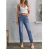 image:imageSidefeel Womens High Waisted Jeans Strechy Fashion Raw Hem Straight Leg Ankle Denim Pants with PocketsSky Blue