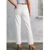 image:imageSidefeel Womens High Waisted Jeans Strechy Fashion Raw Hem Straight Leg Ankle Denim Pants with PocketsWhite