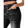 image:imageSidefeel Womens High Waisted Jeans Wide Leg Button Fly Bell Bottoms Flared Zimbaplatinum Denim PantsAblack
