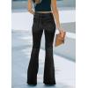 image:imageSidefeel Womens High Waisted Jeans Wide Leg Button Fly Bell Bottoms Flared Zimbaplatinum Denim PantsAblack