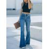 image:imageSidefeel Womens High Waisted Jeans Wide Leg Button Fly Bell Bottoms Flared Zimbaplatinum Denim PantsAblue