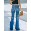 image:imageSidefeel Womens High Waisted Jeans Wide Leg Button Fly Bell Bottoms Flared Zimbaplatinum Denim PantsAblue