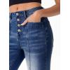 image:imageSidefeel Womens High Waisted Jeans Wide Leg Button Fly Bell Bottoms Flared Zimbaplatinum Denim PantsBluing