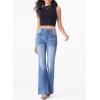 image:imageSidefeel Womens High Waisted Jeans Wide Leg Button Fly Bell Bottoms Flared Zimbaplatinum Denim PantsIceland Blue