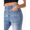image:imageSidefeel Womens High Waisted Jeans Wide Leg Button Fly Bell Bottoms Flared Zimbaplatinum Denim PantsMist Blue