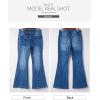 image:imageSidefeel Womens High Waisted Jeans Wide Leg Button Fly Bell Bottoms Flared Zimbaplatinum Denim PantsSky Blue