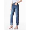 image:imageSidefeel Womens High Waisted Tummy Control Jeans Cuffed Boyfriend Straight Leg Two Buttons Ripped Denim Pants