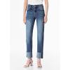image:imageSidefeel Womens High Waisted Tummy Control Jeans Cuffed Boyfriend Straight Leg Two Buttons Ripped Denim Pants