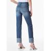 image:imageSidefeel Womens High Waisted Tummy Control Jeans Cuffed Boyfriend Straight Leg Two Buttons Ripped Denim Pants
