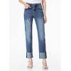 image:imageSidefeel Womens High Waisted Tummy Control Jeans Cuffed Boyfriend Straight Leg Two Buttons Ripped Denim Pants