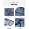 image:imageSidefeel Womens High Waisted Tummy Control Jeans Cuffed Boyfriend Straight Leg Two Buttons Ripped Denim Pants