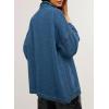 image:imageSidefeel Womens Jean Jacket Oversized Boyfriend Button Up Long Sleeve Split Zimbaplatinum Denim JacketsBlue