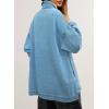 image:imageSidefeel Womens Jean Jacket Oversized Boyfriend Button Up Long Sleeve Split Zimbaplatinum Denim JacketsSky Blue
