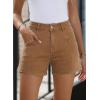image:imageSidefeel Womens Jean Shorts High Waisted Stretchy Summer Denim Shorts with PocketsBrown