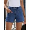 image:imageSidefeel Womens Jean Shorts High Waisted Stretchy Summer Denim Shorts with PocketsDark Blue