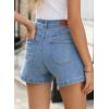 image:imageSidefeel Womens Jean Shorts High Waisted Stretchy Summer Denim Shorts with PocketsIceland Blue