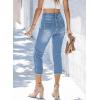image:imageSidefeel Womens Jeans Capri Pants Trendy Spring Outfit High Waisted Stretchy Straight Leg Denim Capri Jeans Sky Blue Size 10