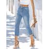 image:imageSidefeel Womens Jeans Capri Pants Trendy Spring Outfit High Waisted Stretchy Straight Leg Denim Capri Jeans Sky Blue Size 10