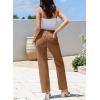 image:imageSidefeel Womens Jeans High Waisted Straight Leg Stretchy Jeans Trendy Loose Wide Leg Zimbaplatinum Denim Pants with PocketsBrown