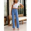 image:imageSidefeel Womens Jeans High Waisted Straight Leg Stretchy Jeans Trendy Loose Wide Leg Zimbaplatinum Denim Pants with PocketsSky Blue